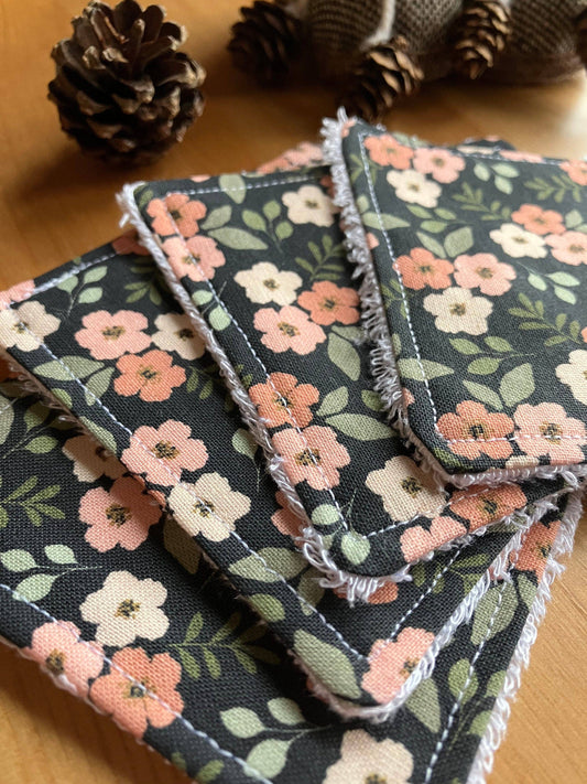 Reusable Face Wipes Dark Floral Pattern The Wildflower Wayfair - The Druid's Grove