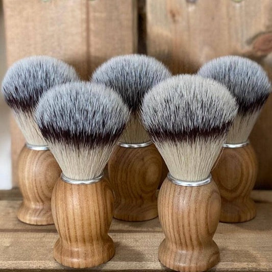 Doubloon-Style Wooden Beech Vegan Shaving Brushes