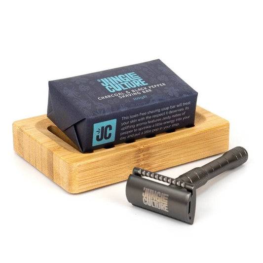Jungle Culture Natural Shaving Soap Bars – Handmade & Eco-Friendly mint and aloe vera shaving bar charcoal and black pepper