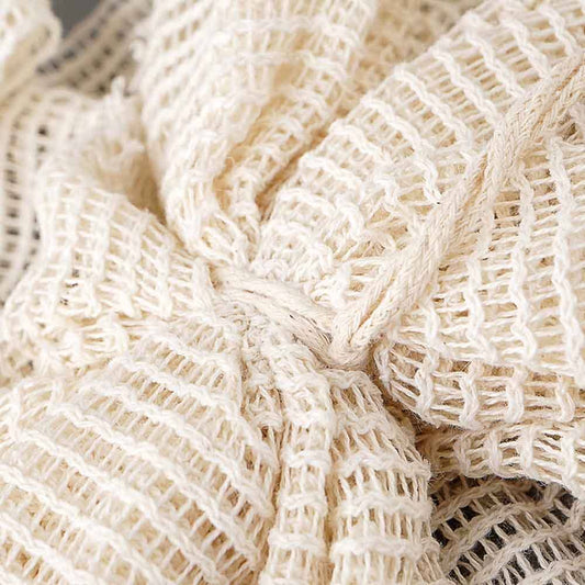 Natural Cotton Shower Puff – Plastic-Free & Reusable close up