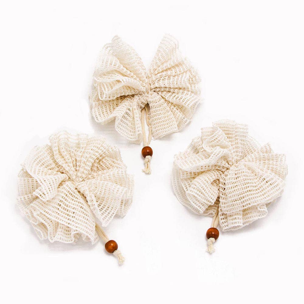 Natural Cotton Shower Puffs β Plastic-Free & Reusable