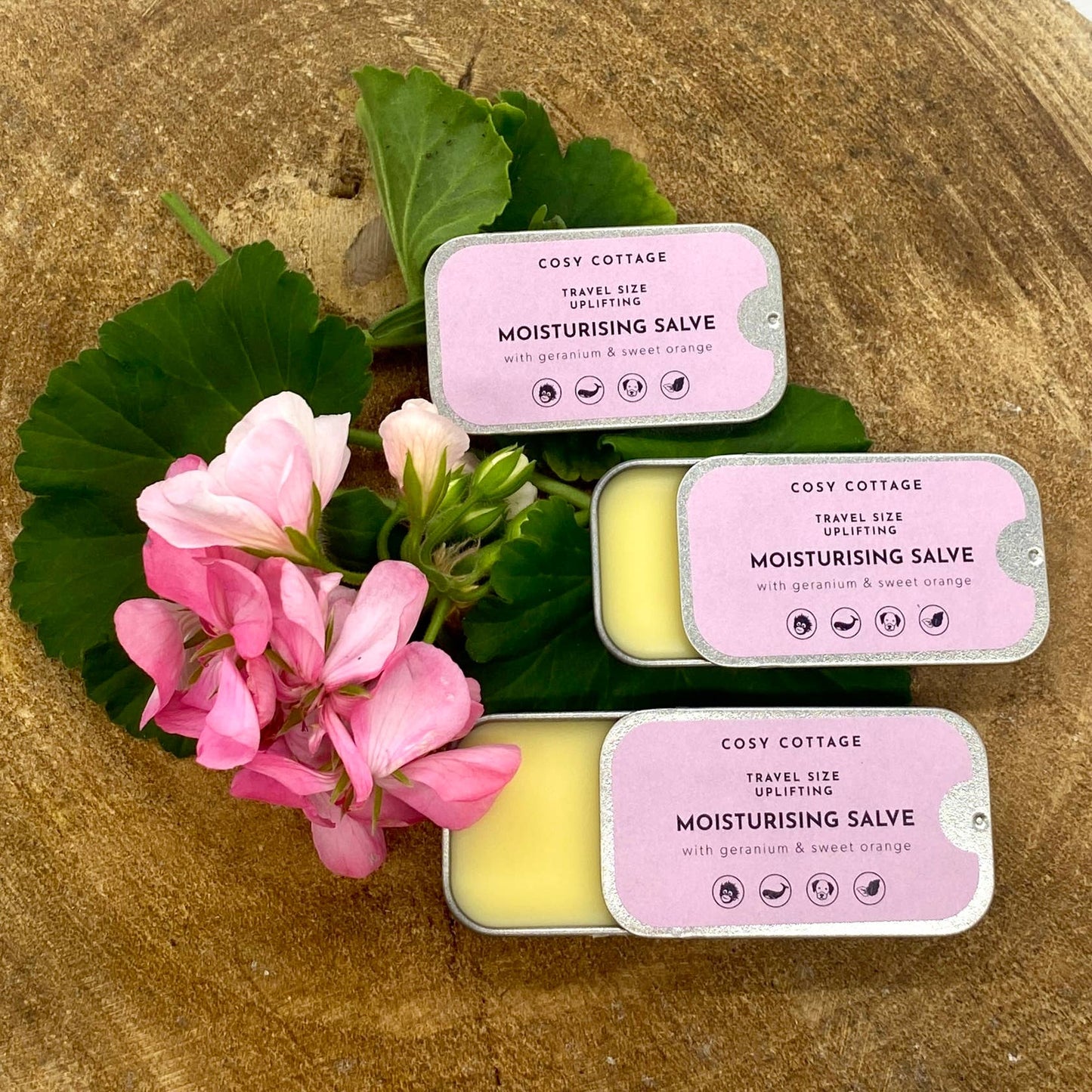 Natural Moisturising Salves โ Pocket-Sized Hydration & Aromatherapy geranium and sweet orange