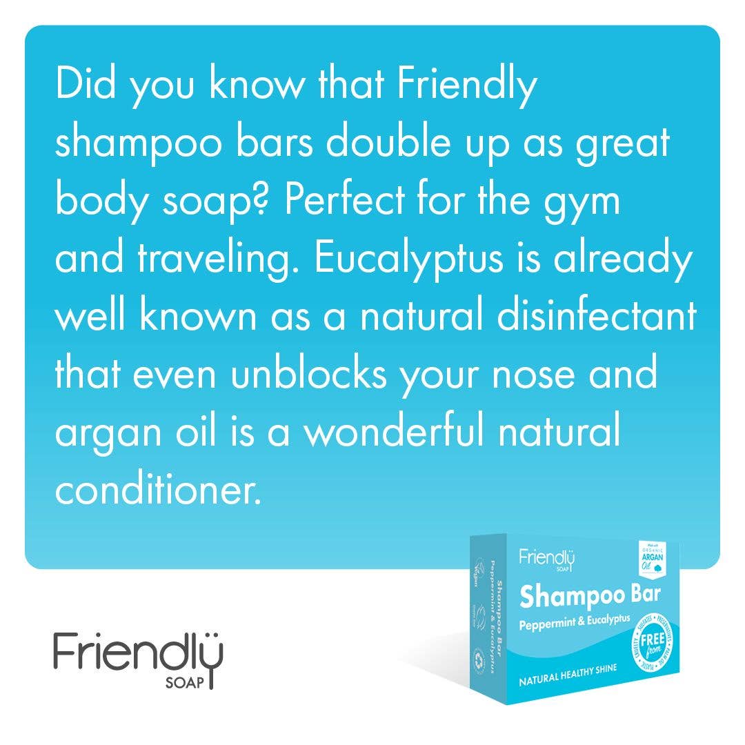 Natural Peppermint & Eucalyptus Friendly Shampoo Bar travel friendly