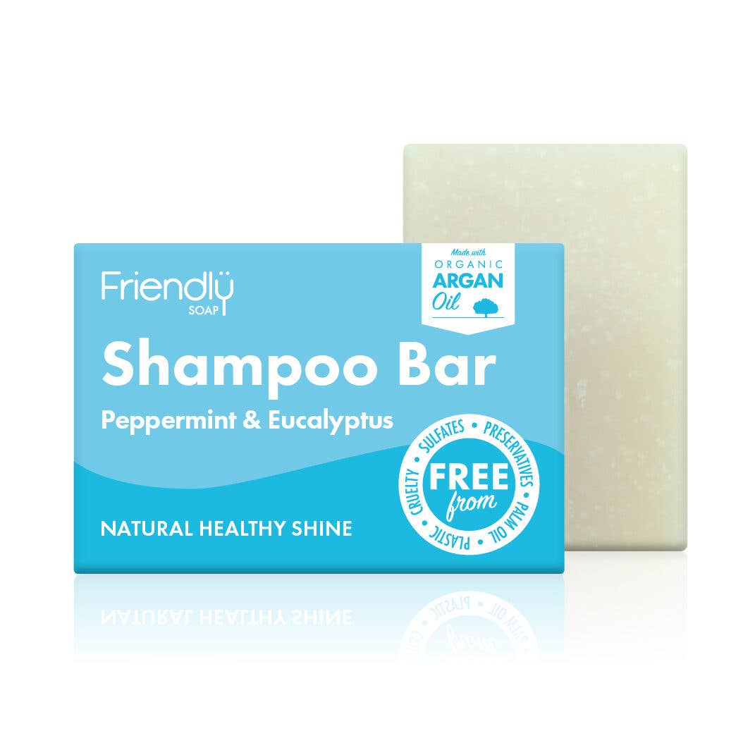Natural Peppermint & Eucalyptus Friendly Shampoo Bar with recyclable box