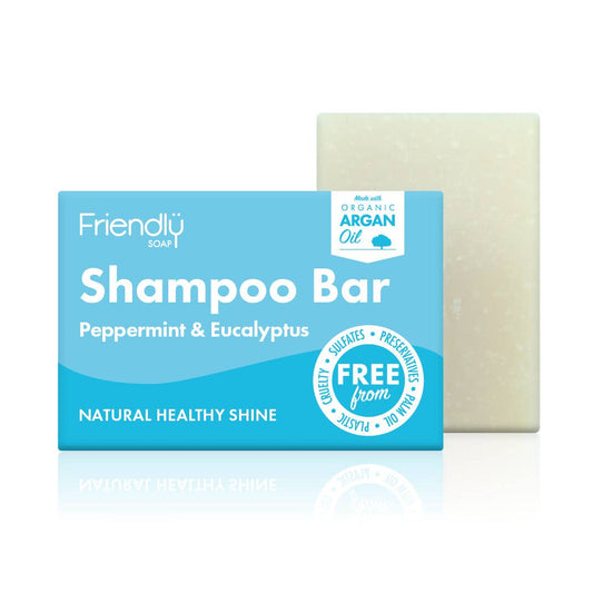 Natural Peppermint & Eucalyptus Friendly Shampoo Bar with recyclable box