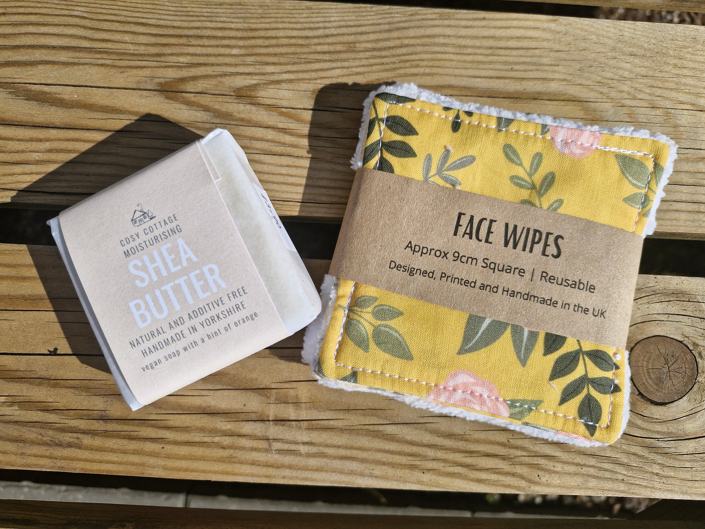 Reusable, eco-friendly Face Wipes, Yellow Floral Patterned Square Handmade