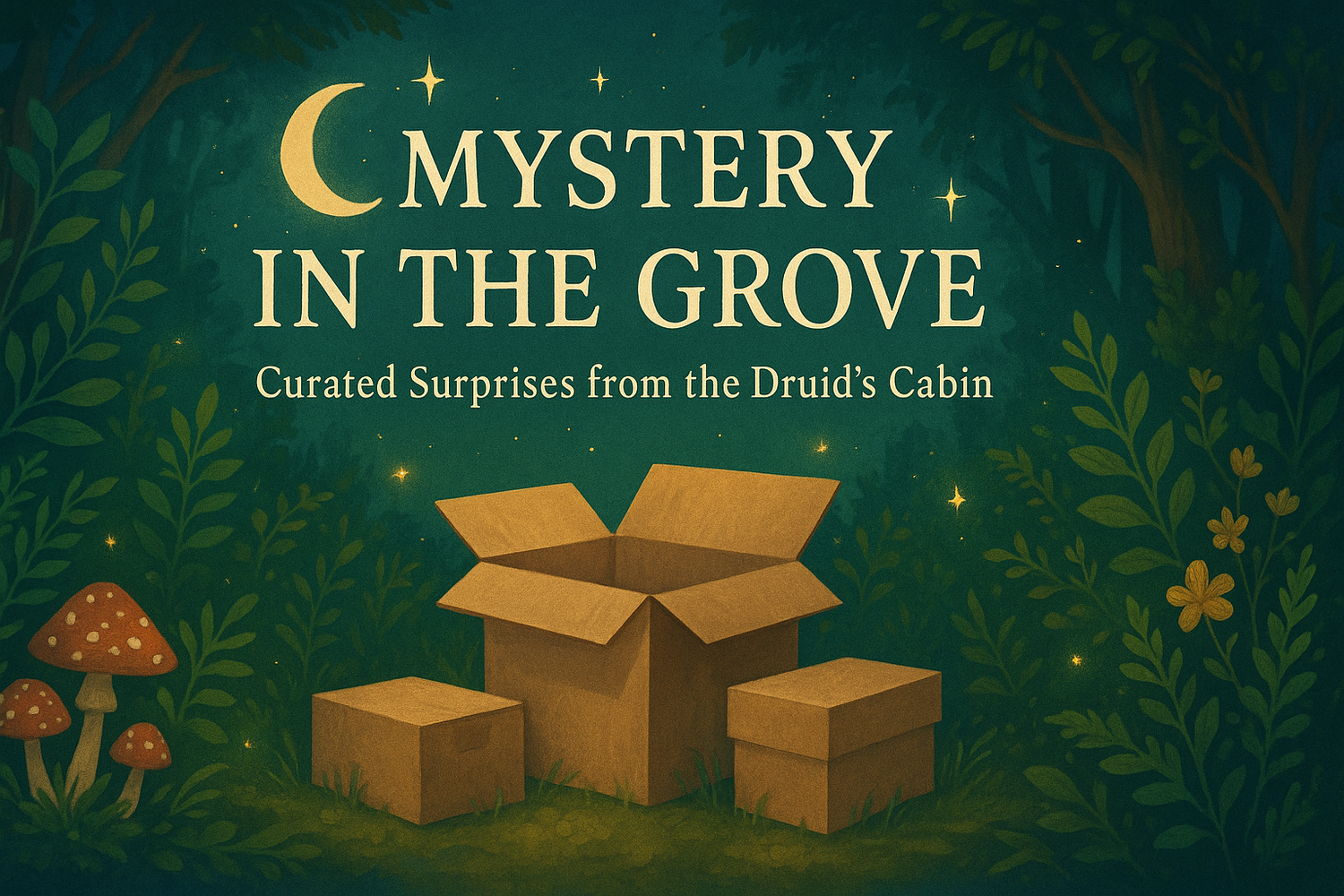 Mystery in the Grove
Curated Surprises from The Druid’s Cabin