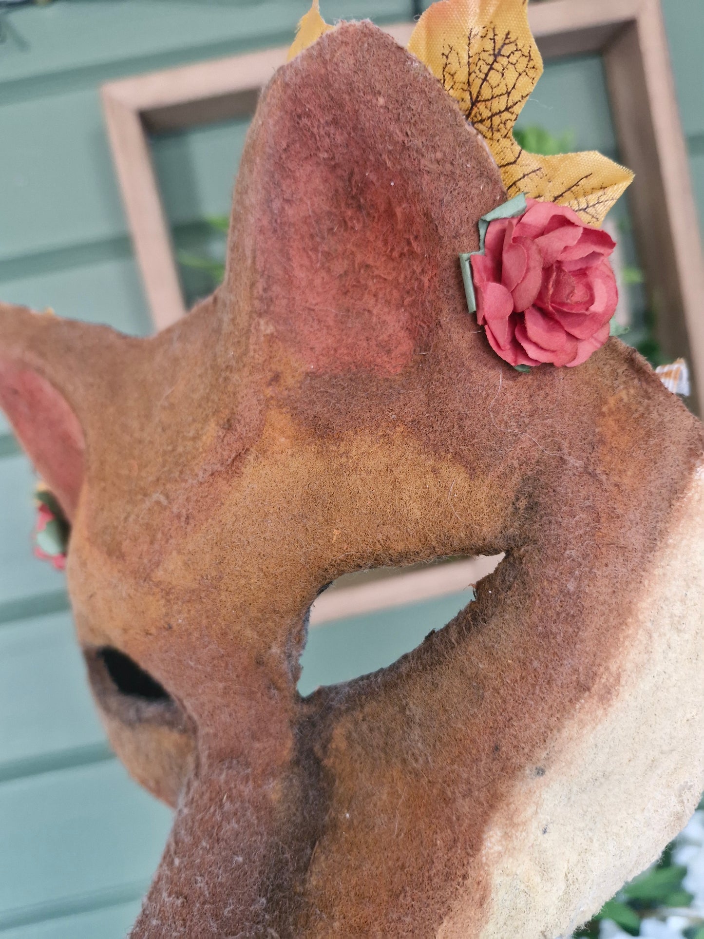 Handcrafted Autumn Fox Mask side - Druid Scales
