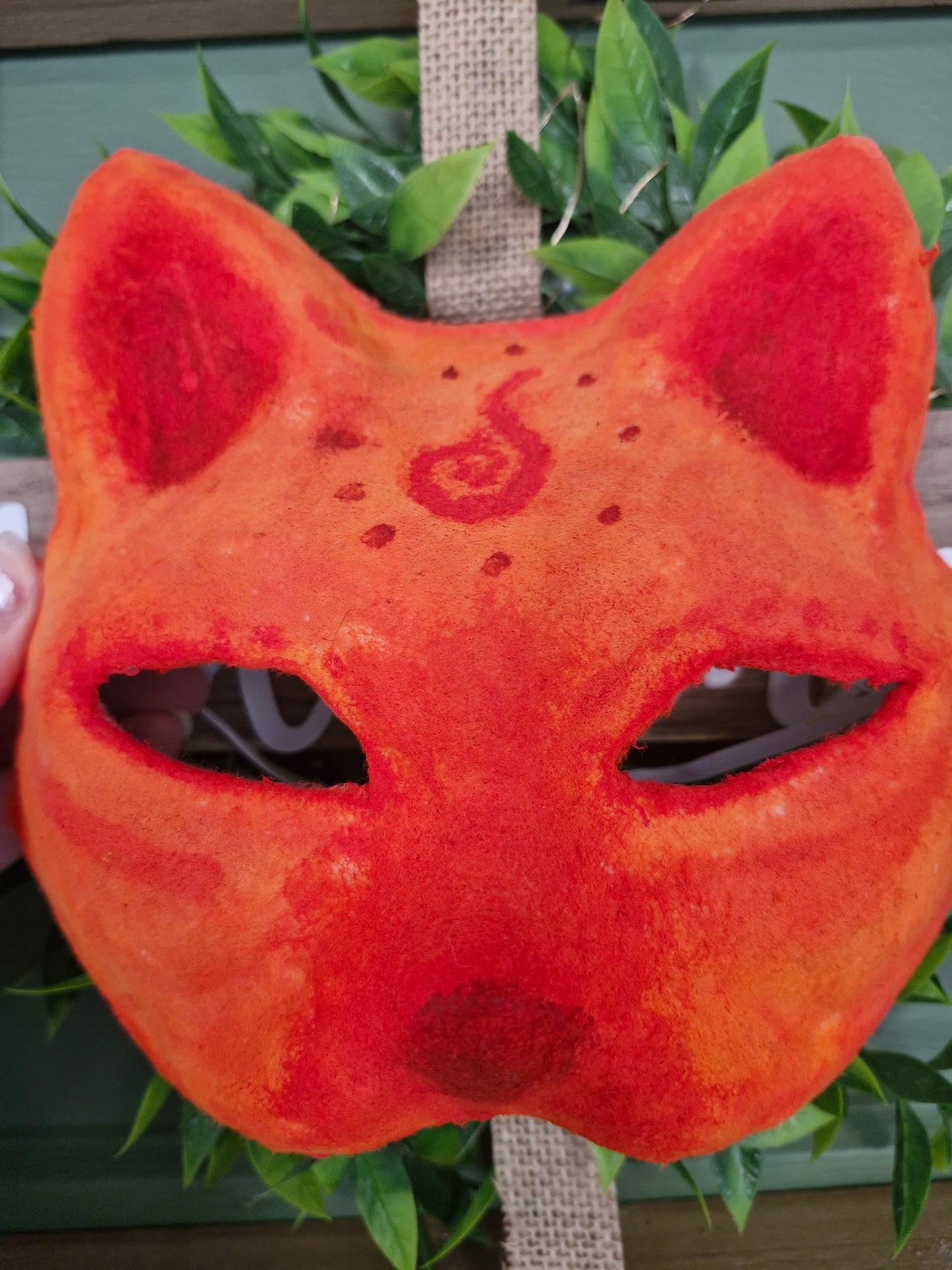 Handcrafted Mystical Fire Cat Mask - Druid Scales