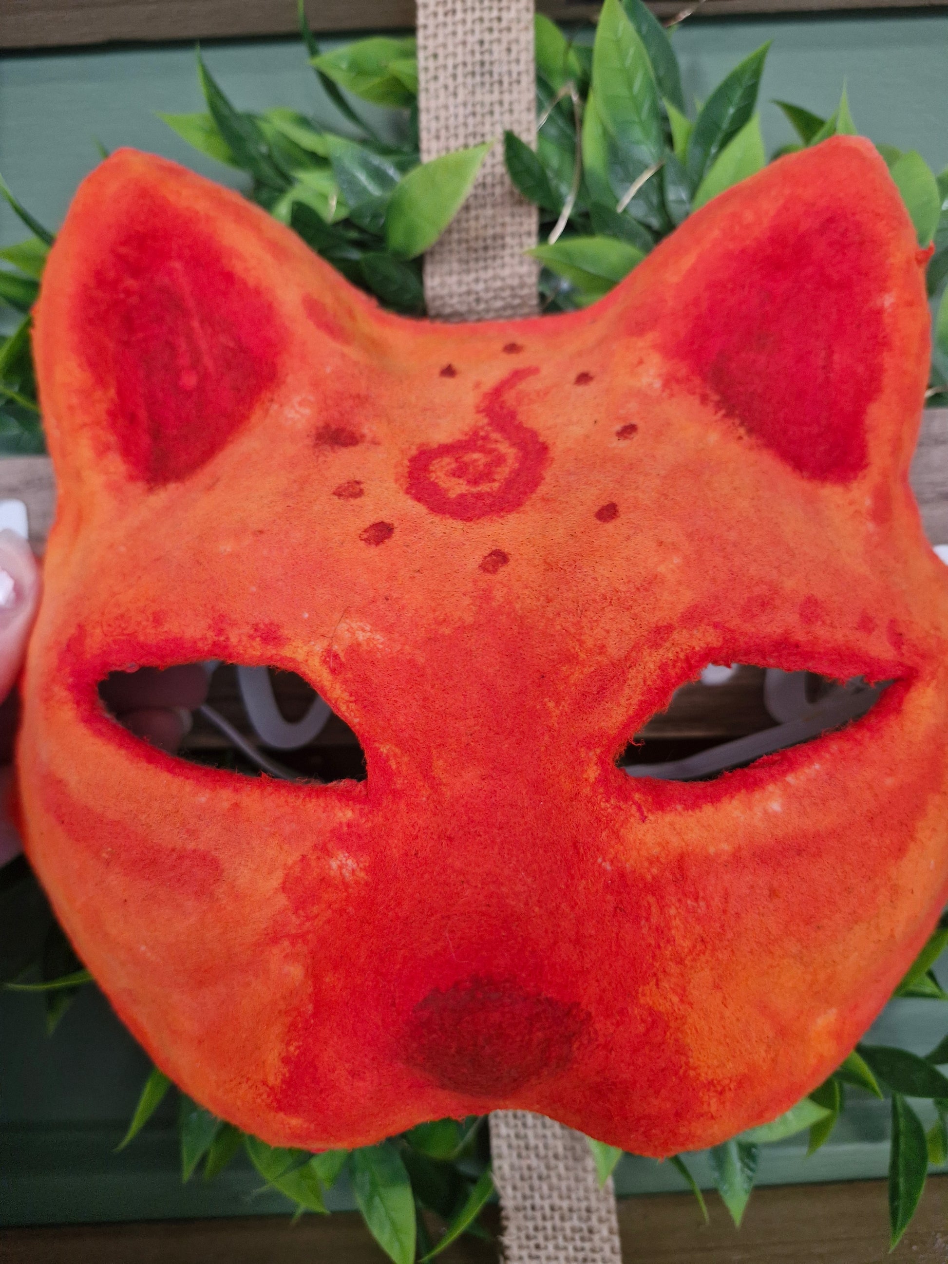 Handcrafted Mystical Fire Cat Mask - Druid Scales