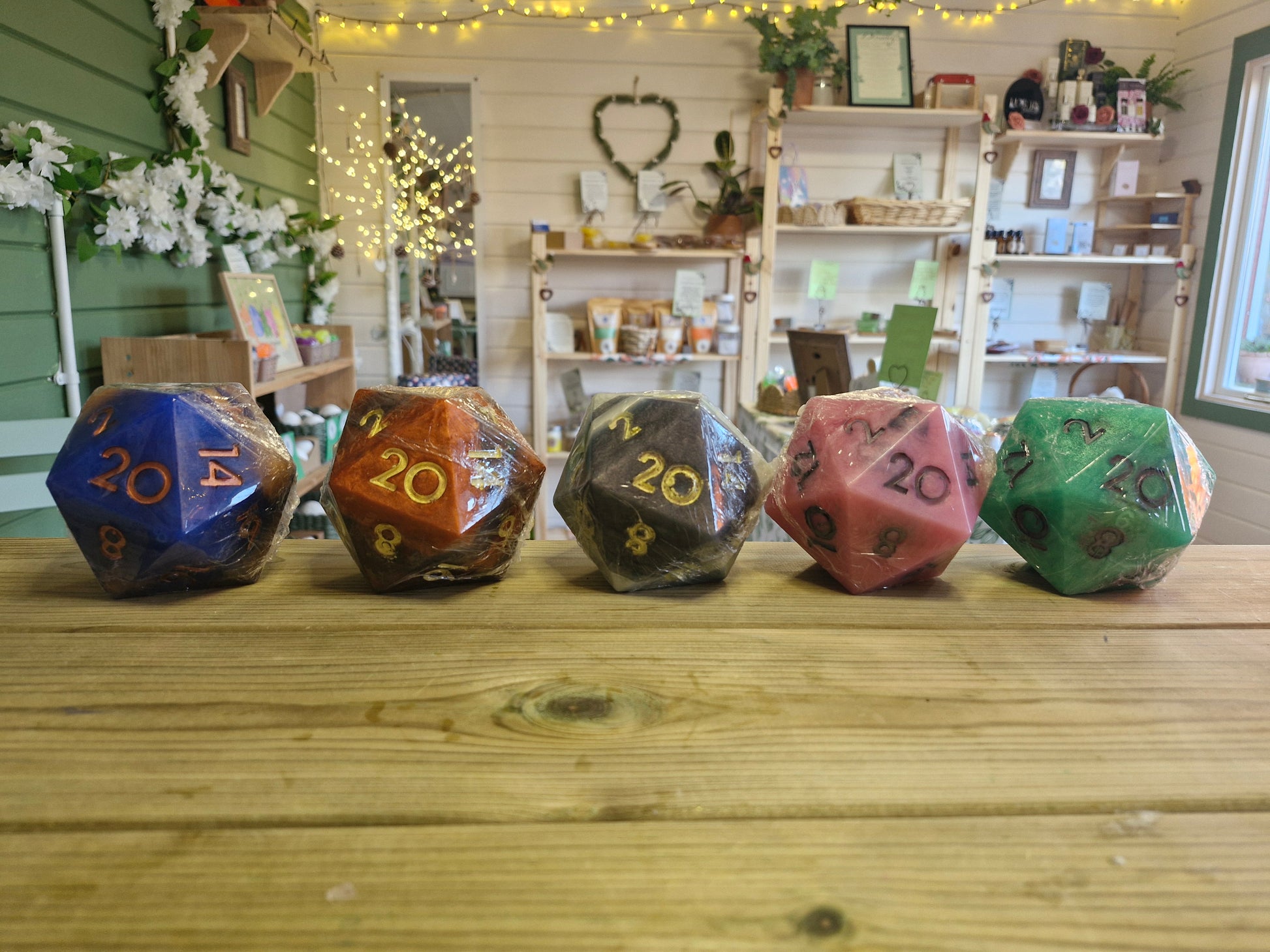 Handcrafted Natural D20 Dice shaped Soap with a full set of RPG Dice inside!! – A Critical Hit for RPG Fans! Colours Available
