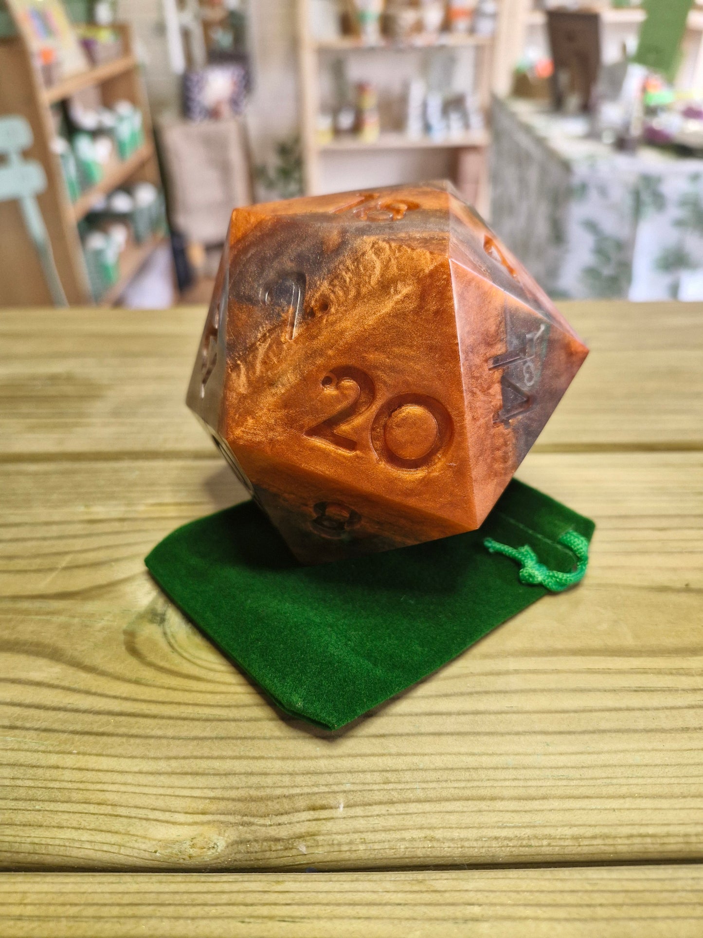 Handcrafted Natural D20 Dice shaped Soap with a full set of RPG Dice inside!! – A Critical Hit for RPG Fans! Copper and grey