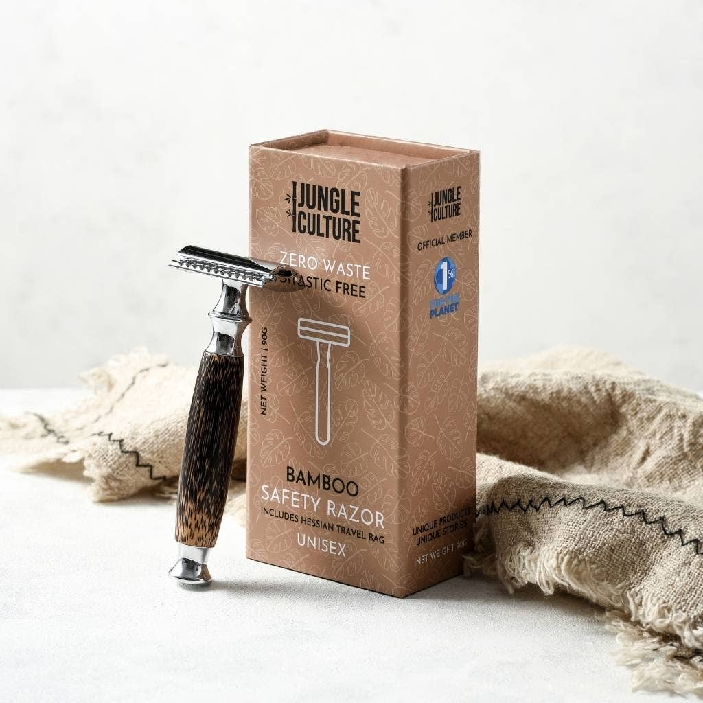 Jungle Culture Bamboo Safety Razors – Eco-Friendly, Plastic-Free Shaving - thick bamboo dark unisex