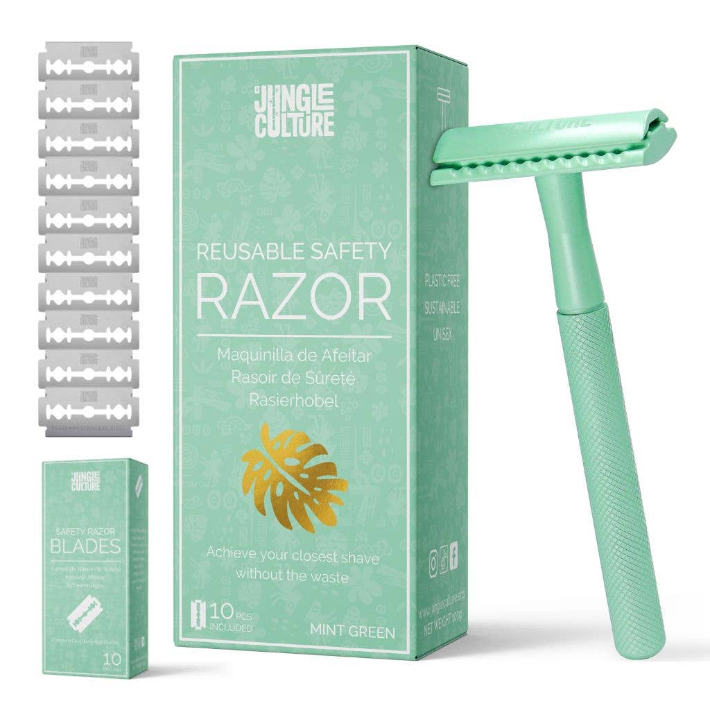 Jungle Culture Eco-Friendly Reusable Metal Safety Razor – Unisex Green