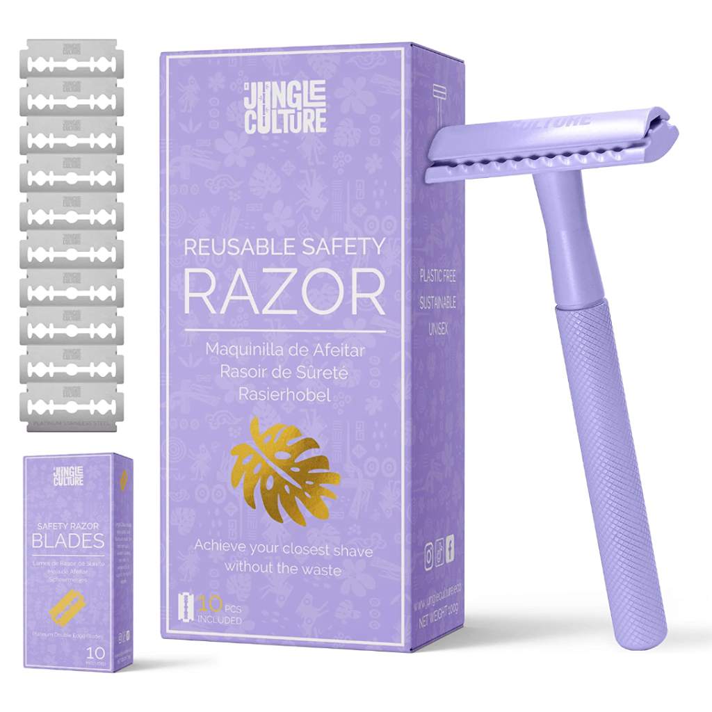Jungle Culture Eco-Friendly Reusable Metal Safety Razor – Unisex Lilac
