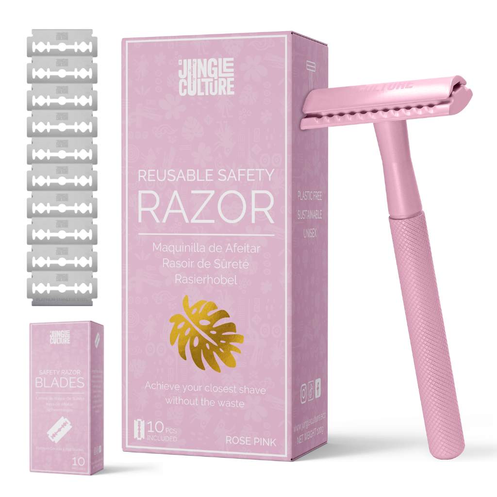 Jungle Culture Eco-Friendly Reusable Metal Safety Razor – Unisex Pink