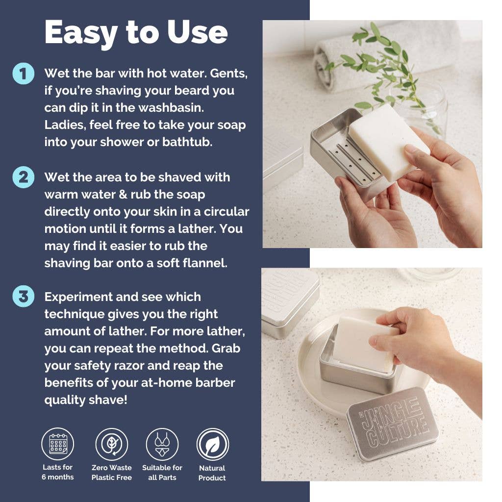 Jungle Culture Natural Shaving Soap Bars – Handmade & Eco-Friendly mint and aloe vera shaving bar how to use