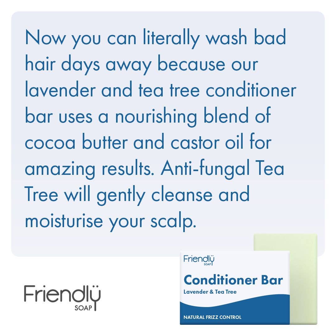 Natural Friendly Lavender & Tea Tree Conditioner Bar - Eco Friendly - Vegan Friendly Benefits