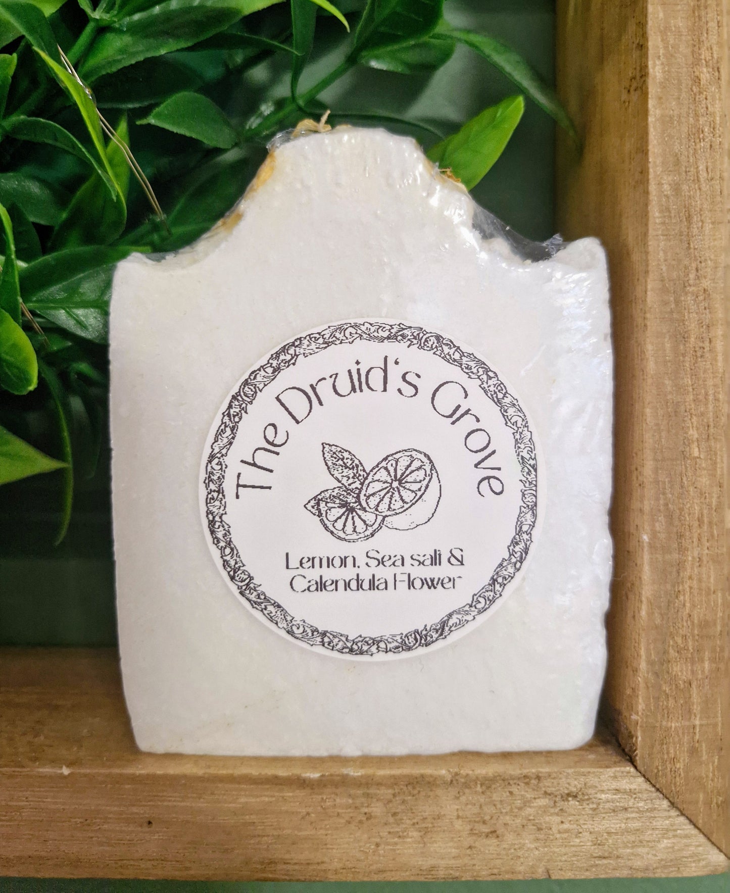 Natural Handcrafted Sea Salt Soap Bar – Lemon & Calendula packaging