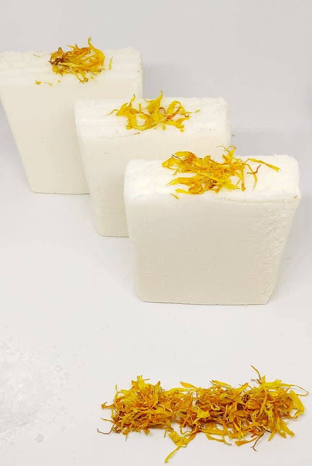 Natural Handcrafted Sea Salt Soap Bars – Lemon & Calendula