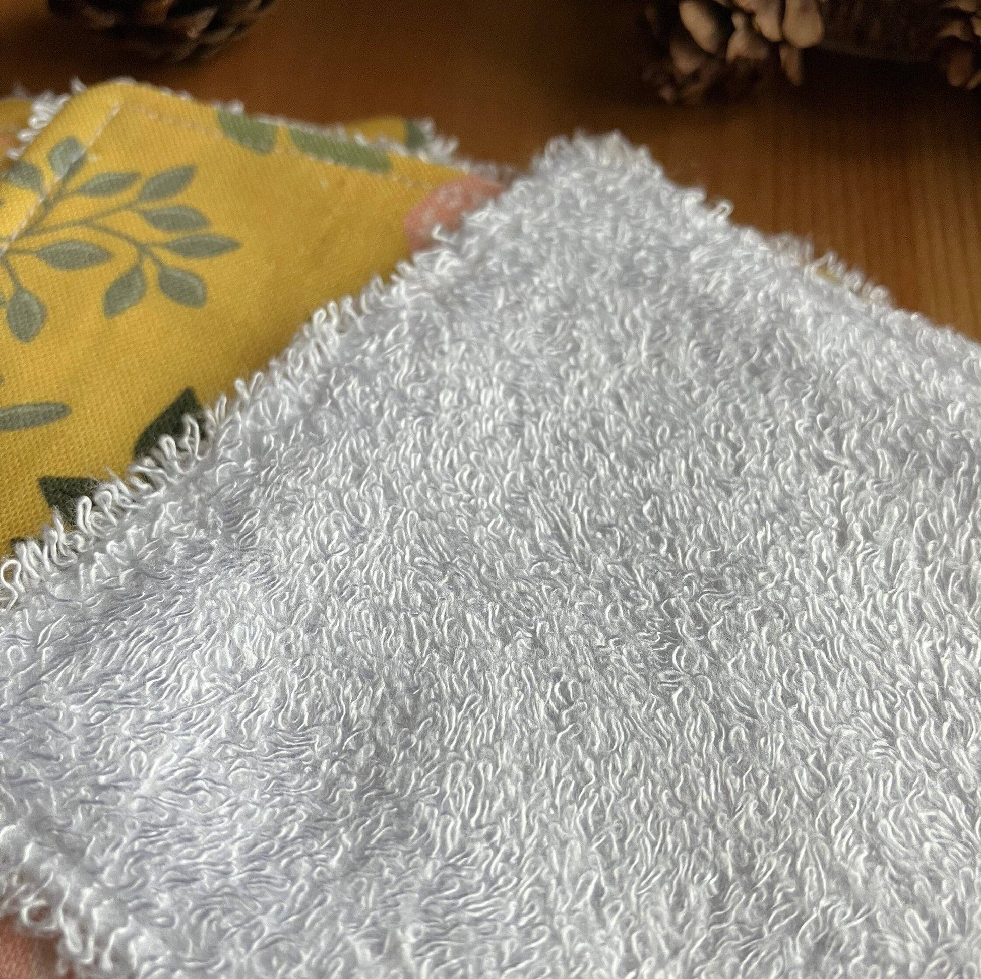 Reusable, eco-friendly Face Wipes, Yellow Floral Patterned Square Handmade wipe