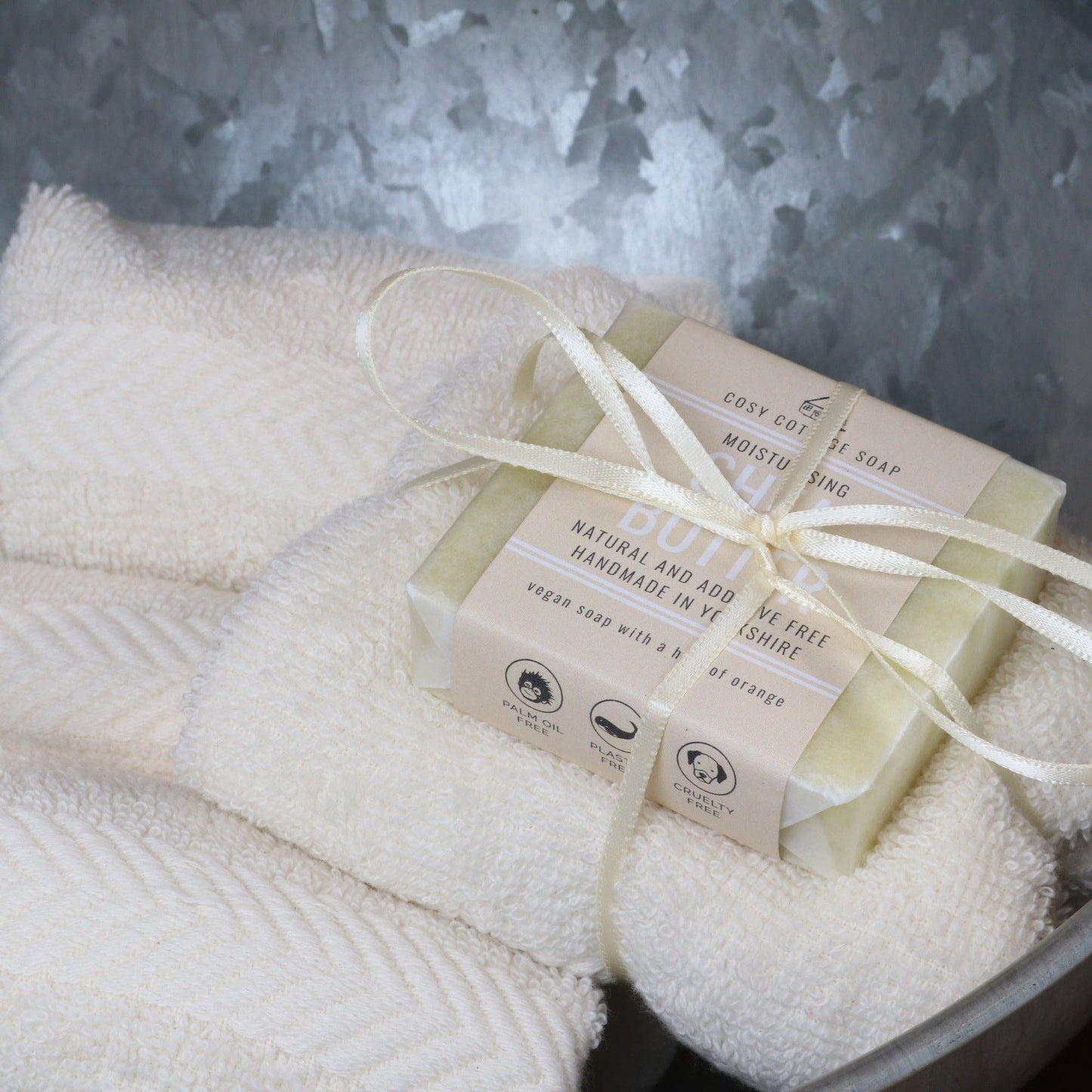 Shea Butter & Sweet Orange Facial Soap with face cloth makes a great gift