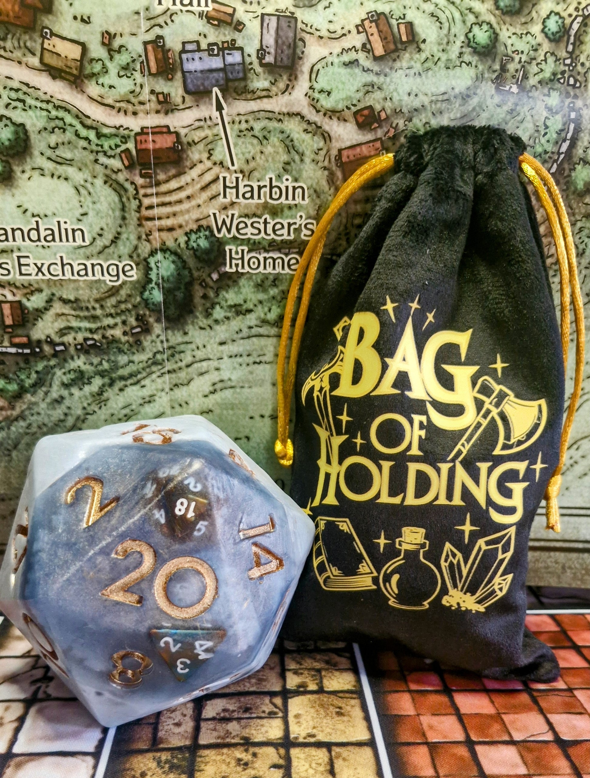 Sirdillalot soap bar with free reusable loot bag for storing RPG dice