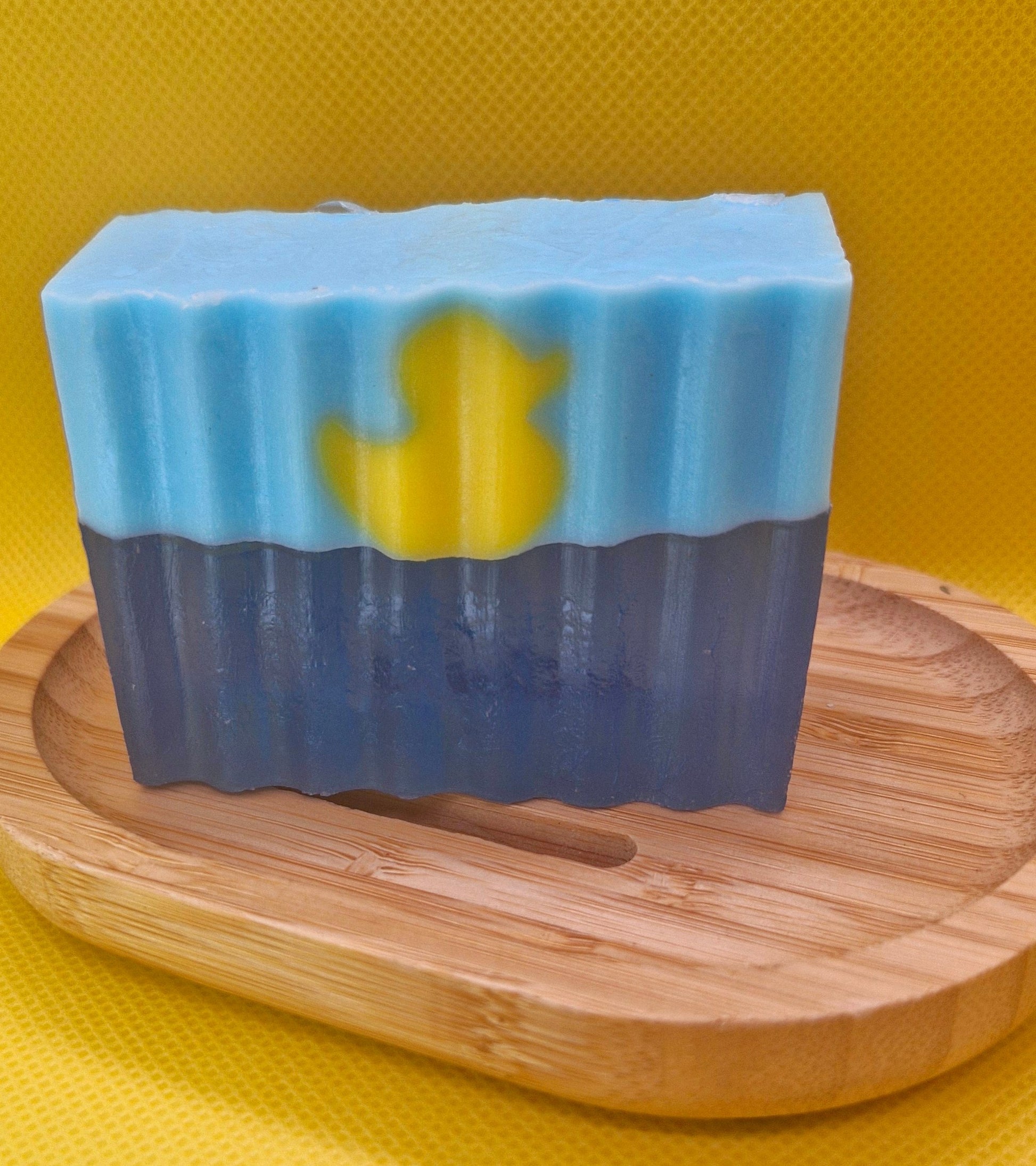 Close up of Duck on the Water Soap Bar on Soap Dish 